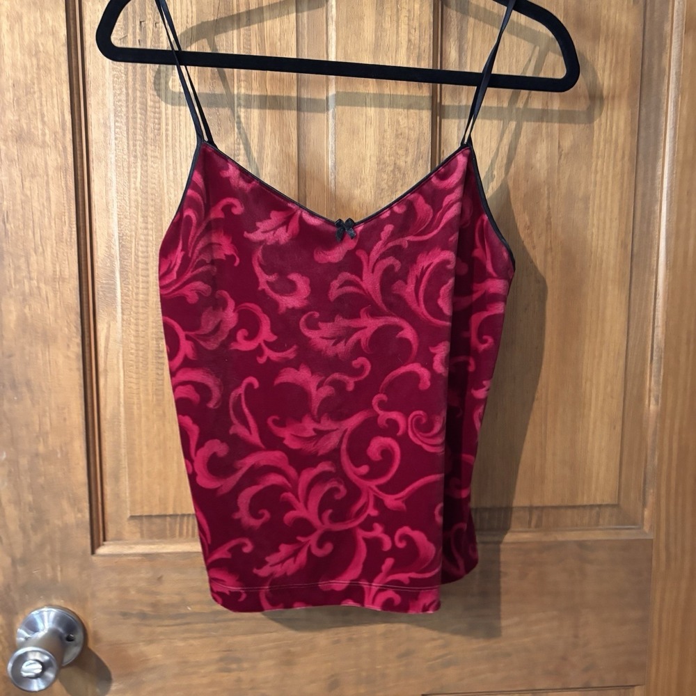 Vintage Gilligan & O'Malley Red Baroque Velvet Cami Top